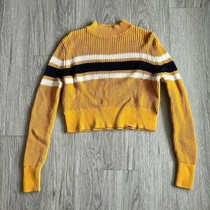 Lottie Moss Mustard Yellow White and Blue Striped Sweater Size S